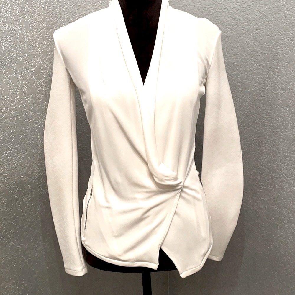 Off white cream drape suit jacket long sleeves